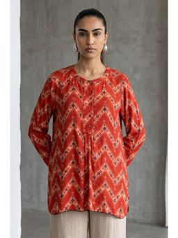Folksong - Red Viscose Embellished/Sequined Tunic