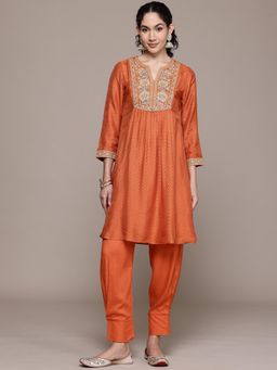 Aarke Ritu Kumar - Orange Round Neck Kurta With Pant