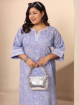 Extra love by Libas - Plus Size Women Floral Printed Cotton Straight Kurta and Pant