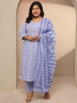 Extra love by Libas - Printed Cotton Straight Kurta Pant With Dupatta