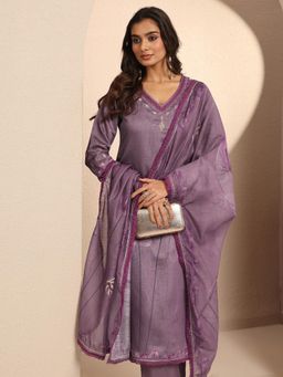 Libas - Printed Silk blend Straight Kurta Pant With Dupatta