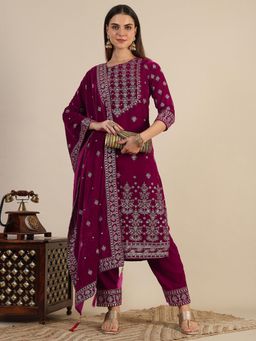 BERRYLICIOUS - Pink Embroidered Kurta With Pant and Dupatta