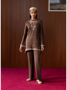 Lakshita - Brown Embroidered Kurta With Pant