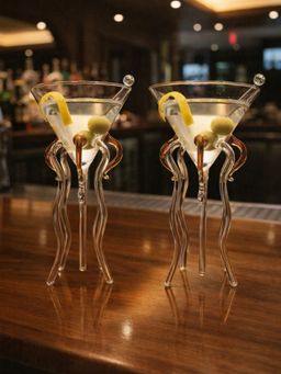 Smokey Cocktail - Handcrafted Octopus Cocktail Glass (Pack Of 2)