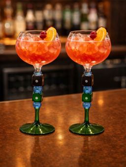 Smokey Cocktail - Handcrafted Artistic Stem Cocktail Glass (Pack Of 2)
