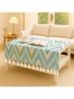 THROW PILLOW - Aqua Blue Pattern With Tassel Trim Lace Table Cover