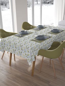 BIANCA - Premium Printed Cotton Dining Table Cloth -4 Seater Round Florence Floral-Yellow & Grey