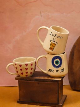 WEAVING HOMES - Sukoon, Nazar & Heart Mugs (Pack of 3)