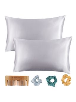 BePlush - Satin Silk Pillow Covers Pair (White), 400 Tc