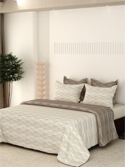 LABHAM - Premium 300Gsm Pure Cotton Solid Color (King) Size Bed Cover Beige
