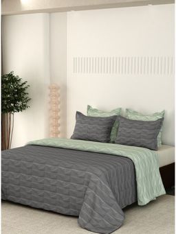 LABHAM - Premium 300Gsm Pure Cotton Solid Color (King) Size Bed Cover Charcoal