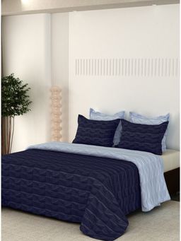LABHAM - Premium 300Gsm Pure Cotton Solid Color (King) Size Bed Cover Navy Blue