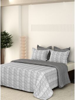 LABHAM - Premium 300Gsm Pure Cotton Solid Color (King) Size Bed Cover Silver