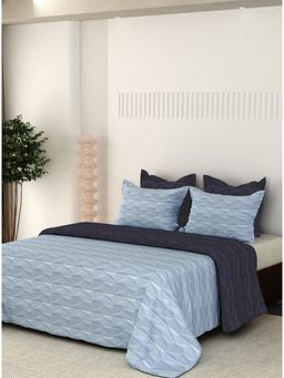 LABHAM - Premium 300Gsm Pure Cotton Solid Color (King) Size Bed Cover Blue