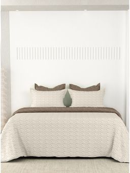 LABHAM - Premium 300Gsm Pure Cotton Solid Color (King) Size Bed Cover Beige