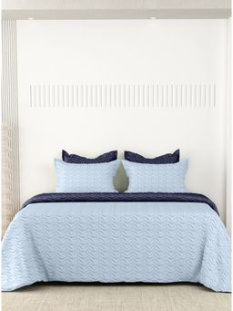 LABHAM - Premium 300Gsm Pure Cotton Solid Color (King) Size Bed Cover Blue