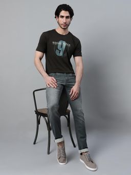 Cantabil - Men Green Polycotton Crew Neck Typography T-Shirt