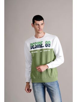 Cantabil - Men Green Polycotton Crew Neck Colorblock T-Shirt