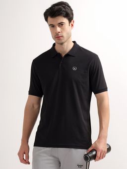 Cantabil - Mens Black Polycotton Collar Neck Plain Polo T-Shirt
