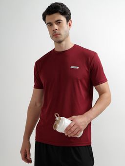 Cantabil - Men Maroon Polycotton Crew Neck Plain T-Shirt