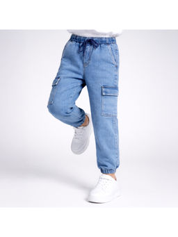 Purple United Kids - Boys Blue Light Blue Cargo Style Denim Jeans