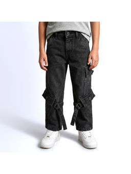 Purple United Kids - Boys Black Denim Cargo Jeans