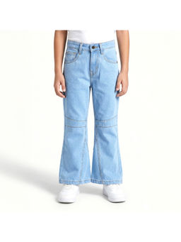 Purple United Kids - Girls Blue High Waist and Flared Bootcut Denim Jeans