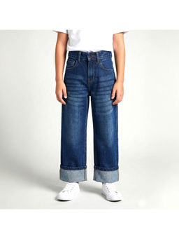 Purple United Kids - Girls Navy Blue Navy Blue Denim Wide Leg Jeans