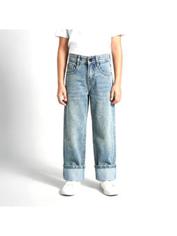 Purple United Kids - Girls Blue Light Blue Denim Wide Leg Jeans