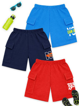 Kuchipoo - Boys Multi-Color Regular Fit Cotton Shorts (Pack Of 3)