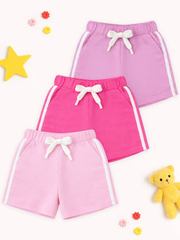 Kuchipoo - Girls Multi-Color Regular Fit Cotton Shorts (Pack Of 3)
