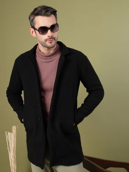 RIGO - Men Black Polar Fleece Overcoat