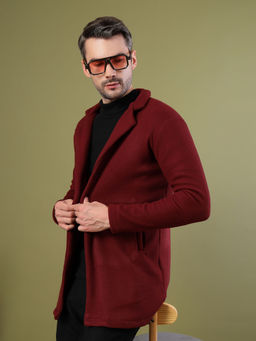 RIGO - Men Maroon Polar Fleece Overcoat