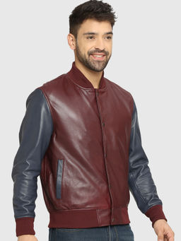 THE HOLISTIK - Swagger Men’s Genuine Leather Jacket | Sporty Leather Jacket | Cherry Brown