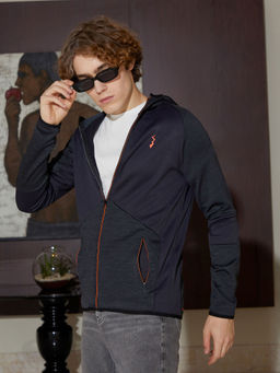 Campus Sutra - Men Granite Black Zip Front Activewear Jacket