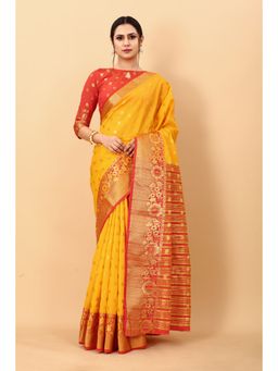 Yavira Silk - Yellow Ethnic Wear Silk Traditional Saree with Unstitched Blouse
