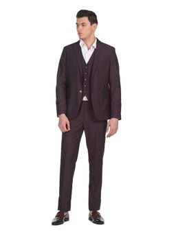 Arrow - Men Wine Reversible Waistcoat Three Piece Suit