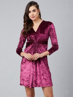 Marie Claire - Women Purple Colour Above Knee Solid Dress