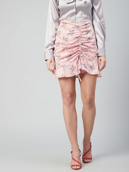 Marie Claire - Women Straight Pink Colour Floral Mini Skirt
