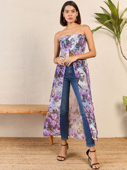 Marie Claire - Women Purple Colour Maxi Floral Long Top