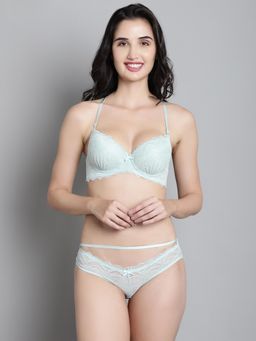 Makclan - Green Urban Glamour Straps Lace Lingerie Bra and Panty (Set of 2)