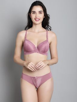 Makclan - Brown Fashionably Irresistible Lace Lingerie Bra and Panty (Set of 2)