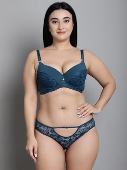 Makclan - Teal Fashion Forward Lace Lingerie Bra and Panty (Set of 2)