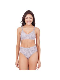 Bodycare - Womens Grey Assorted Prints Combed Cotton Bra and Panty 6450A (Set of 2)