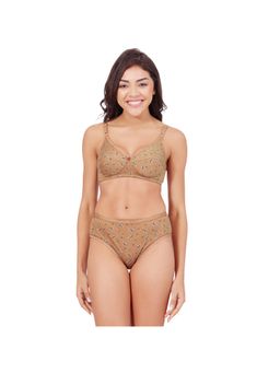 Bodycare - Womens Mustard Assorted Prints Combed Cotton Bra and Panty 6450C (Set of 2)