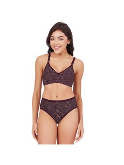 Bodycare - Womens Wine Assorted Prints Combed Cotton Bra and Panty 6450G (Set of 2)