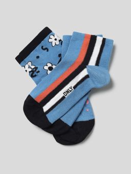 ONLY - Womens Floral Print Regular Fit Blue Socks (Pack of 2)