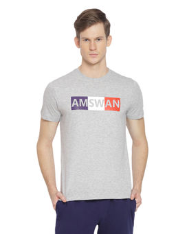 AM SWAN - Mens Printed Grey Melange T-shirt