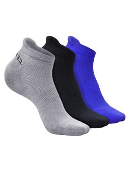 Heelium - Bamboo Ankle Socks-FreeSize UK7-11,3 Pairs,LGrey,Black,RBlue,Anti dour (Pack of 3)