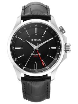 Titan - Dualis GMT Automatic Analog 3 Black Round Dial Watch ( 10076SL02 ) (M)
